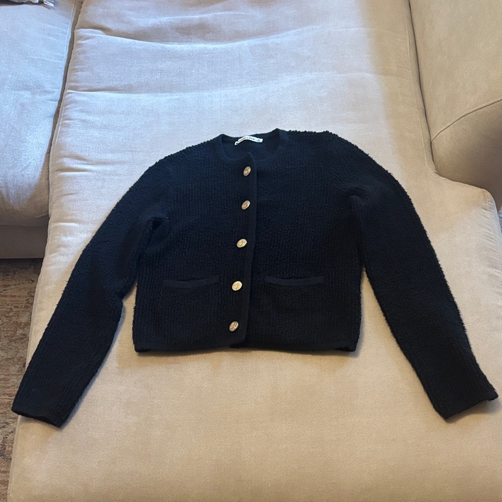 Black Abercrombie Gold Button-Up Cardigan - Picture 2 of 6